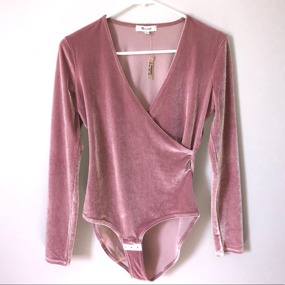 (SOLD) Madewell Velvet Wrap Bodysuit - S - Picture 1 of 6